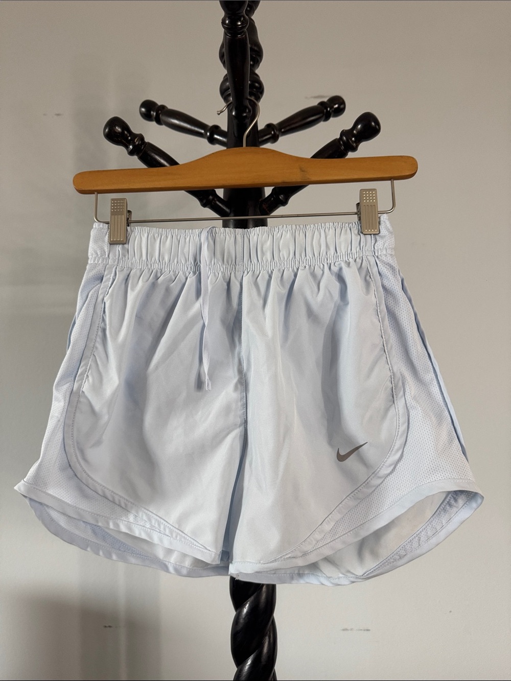 Nike Women's Pale Blue Athletic Shorts with Drawstring